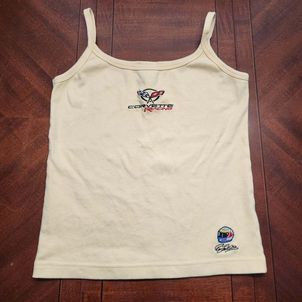 Vintage Gaziani Corvette Racing Fellows Logo Women's Tank Top Yellow Large‎ Y2K